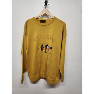 Vintage Kellerman Men's Ireland Killarney Golf Knit Sweater, Sz XL, Gold Mustard